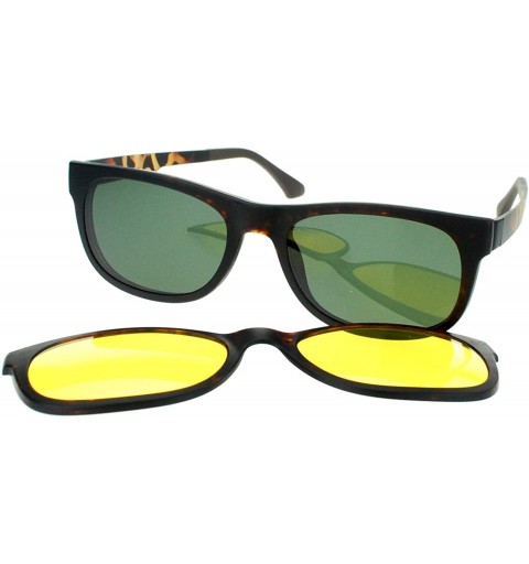 Rectangular Magnetic Polarized Antiglare Driving Lens Clip On Sunglasses Glasses - Tortoise - CE122X0EETJ $34.01
