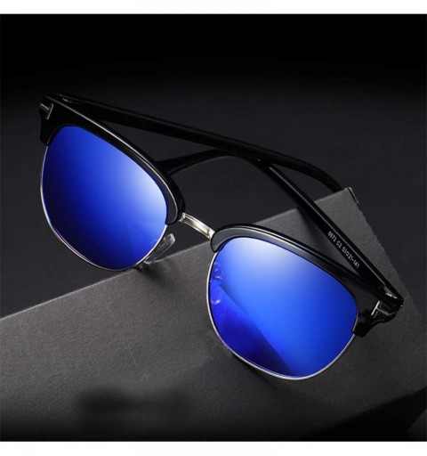 Round Sunglasses Polarized Antiglare Anti ultraviolet Travelling - Blue - C318WOUCKC5 $26.40