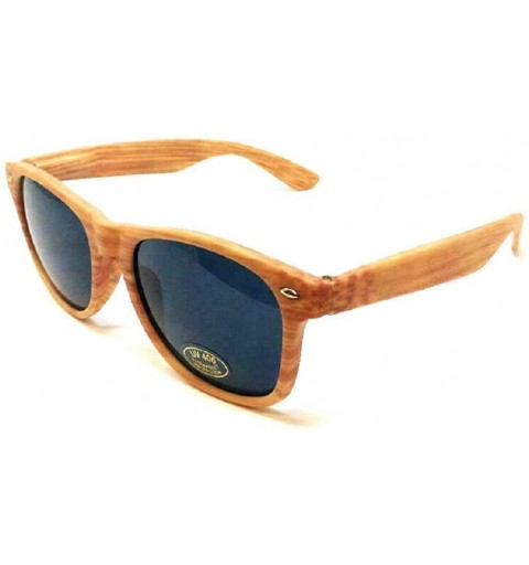 Square Faux Bamboo Wood Print Square Sunglasses - Super Light Brown - C118WU845ET $18.22