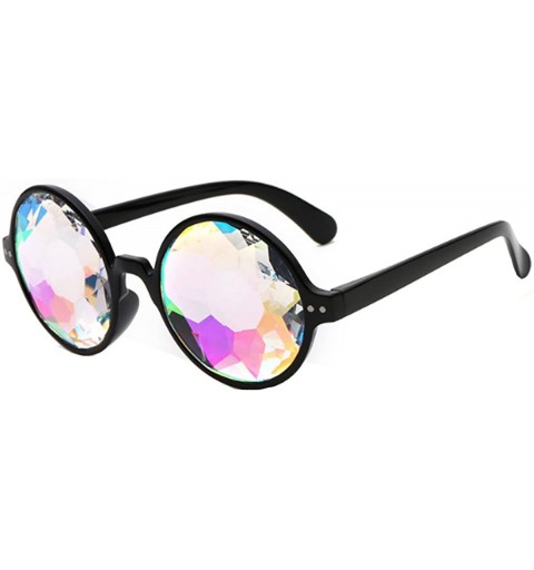 Goggle Women Girls Kaleidoscope Sunglasses Rainbow Prism Glasses Refraction Goggles for Festivals - Black - CK18GS3WHDW $12.36