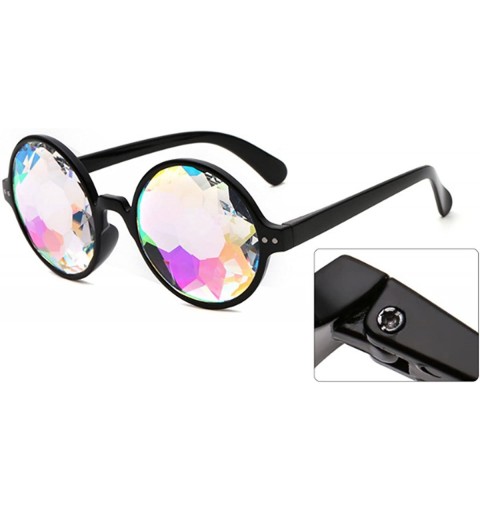 Goggle Women Girls Kaleidoscope Sunglasses Rainbow Prism Glasses Refraction Goggles for Festivals - Black - CK18GS3WHDW $12.36