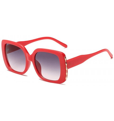Oversized Luxury Oversized Sunglasses Women Retro Brand Designer Big Black As Picture - Red - CU18XDWMKR5 $9.67