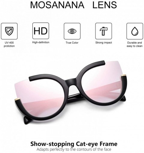 Cat Eye Oversized Cat Eye Sunglasses for Women Fashion Retro Style MS51807 - Black Frame/Pink Lens - CQ18RZRZH4M $11.70
