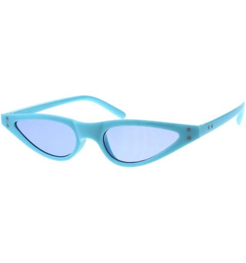 Oval Womens Sunglasses Trendy Skinny Small Flat Cateye Oval Frame UV 400 - Blue (Blue) - CQ18H3OTZAR $8.41