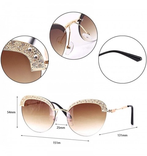 Goggle Sparkling Crystal Sunglasses UV Protection Rhinestone Sunglasses - Gold Frame Tawny Lens - CB197UZUMC6 $12.97