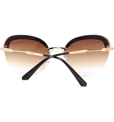 Goggle Sparkling Crystal Sunglasses UV Protection Rhinestone Sunglasses - Gold Frame Tawny Lens - CB197UZUMC6 $12.97