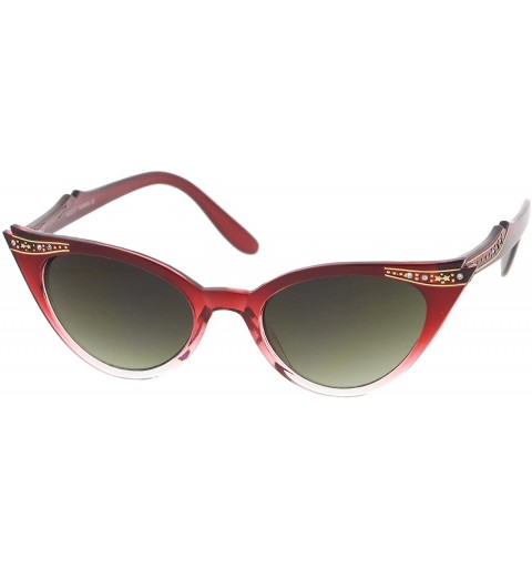 Oval Women's Retro Rhinestone Embellished Oval Lens Cat Eye Sunglasses 51mm - Red Fade / Lavender - C212N83RZPJ $11.97