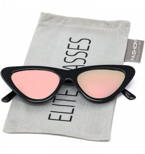 Cat Eye Cat Eye Sunglasses Clout Goggle Sexy Women Exaggerated Slim Frame Colorful Tinted Lens - Black / Pink Mirror - CH11HW...