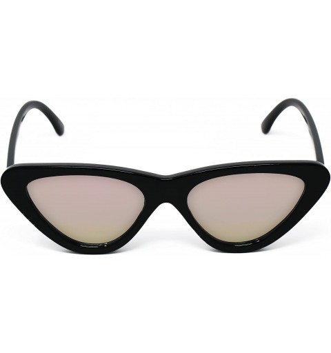 Cat Eye Cat Eye Sunglasses Clout Goggle Sexy Women Exaggerated Slim Frame Colorful Tinted Lens - Black / Pink Mirror - CH11HW...