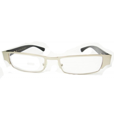 Rectangular Magnified Reading Glasses Rectangular Spring Hinge Frame - Silver - CB182KXGWNI $11.18