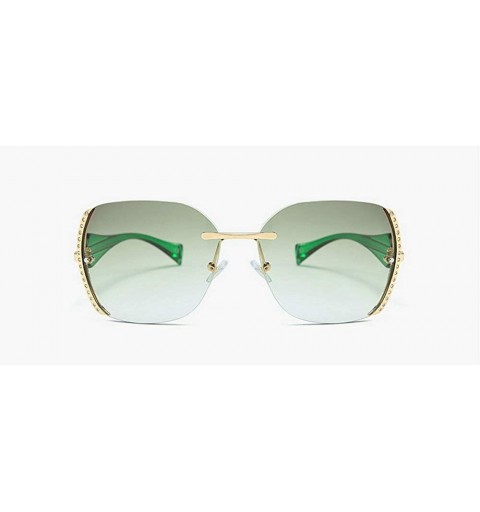 Oversized Rimless Oversized Sunglasses Vintage Rhinestone - Green - CW18SH8UWGR $13.62
