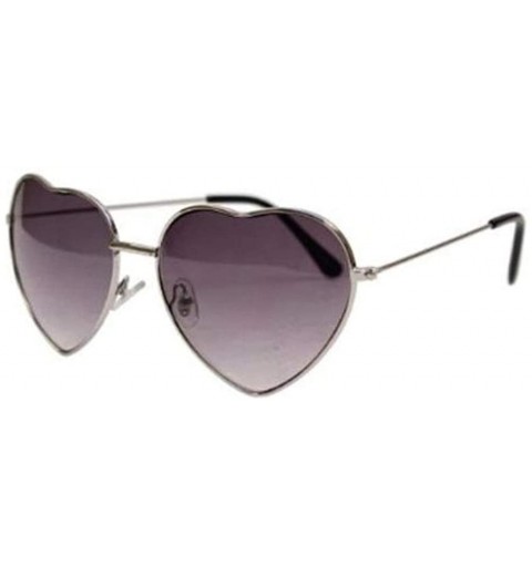 Aviator 1 Pcs Vintage Retro Metal Frame Heart Shaped Aviator Women Sunglasses - Choose Color - Silver - CI18NN6822Y $15.27