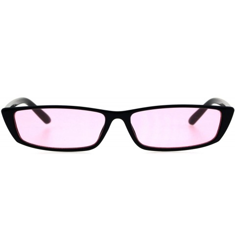 Rectangular Narrow Rectangular Hippie Groove Plastic Cat Eye Sunglasses - Black Pink - CW18G7Y5O7W $9.50