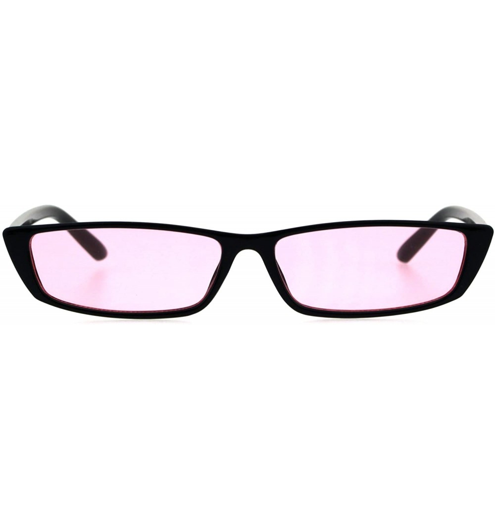 Rectangular Narrow Rectangular Hippie Groove Plastic Cat Eye Sunglasses - Black Pink - CW18G7Y5O7W $9.50
