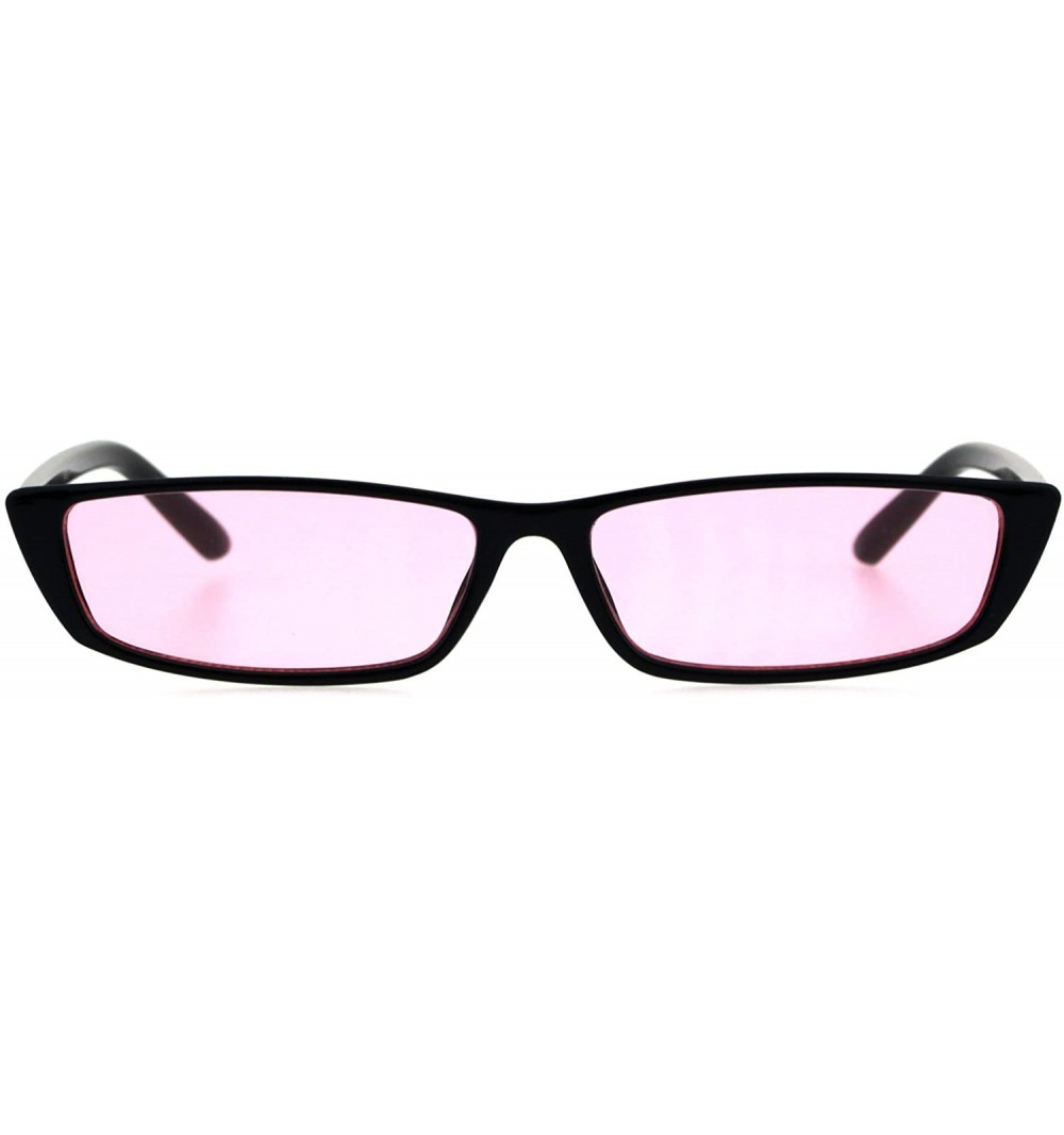 Rectangular Narrow Rectangular Hippie Groove Plastic Cat Eye Sunglasses - Black Pink - CW18G7Y5O7W $9.50