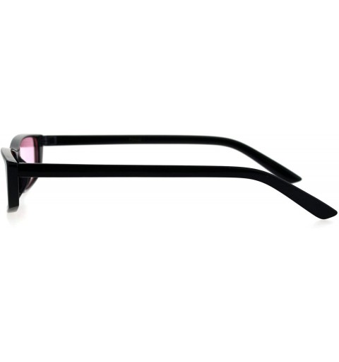 Rectangular Narrow Rectangular Hippie Groove Plastic Cat Eye Sunglasses - Black Pink - CW18G7Y5O7W $9.50