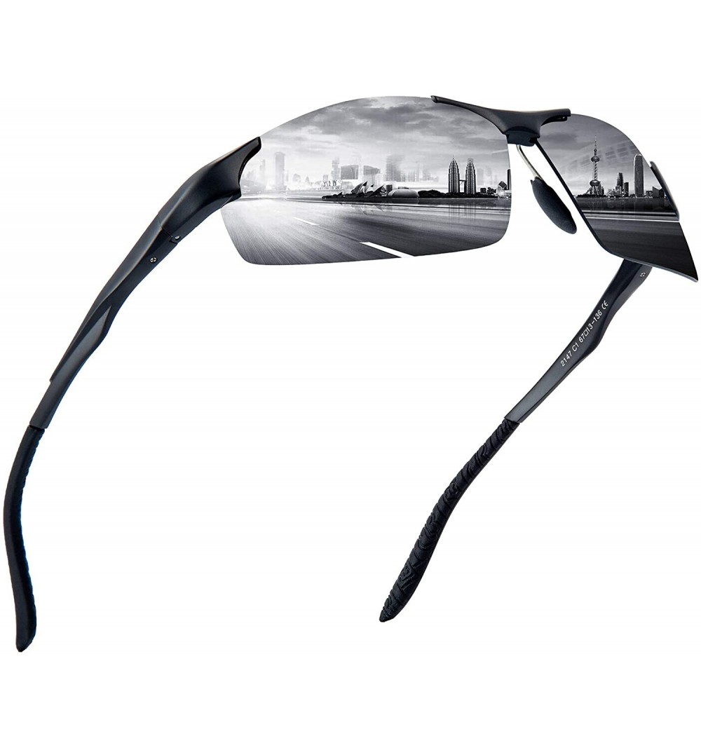 Sport Men's Polarized Sunglasses Sei-Rimless Bike Sunglasses Bicycling Sport Sunglasses Al Mg Metal Frame - Black - CJ1949C0Z...