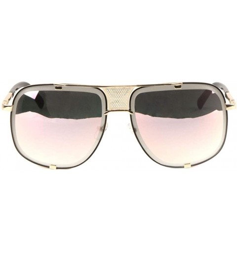 Aviator Pink Color Mirror Shield Metal Dot Cut Out Bracket Rim Aviator Sunglasses - CQ190O6IHY3 $14.97