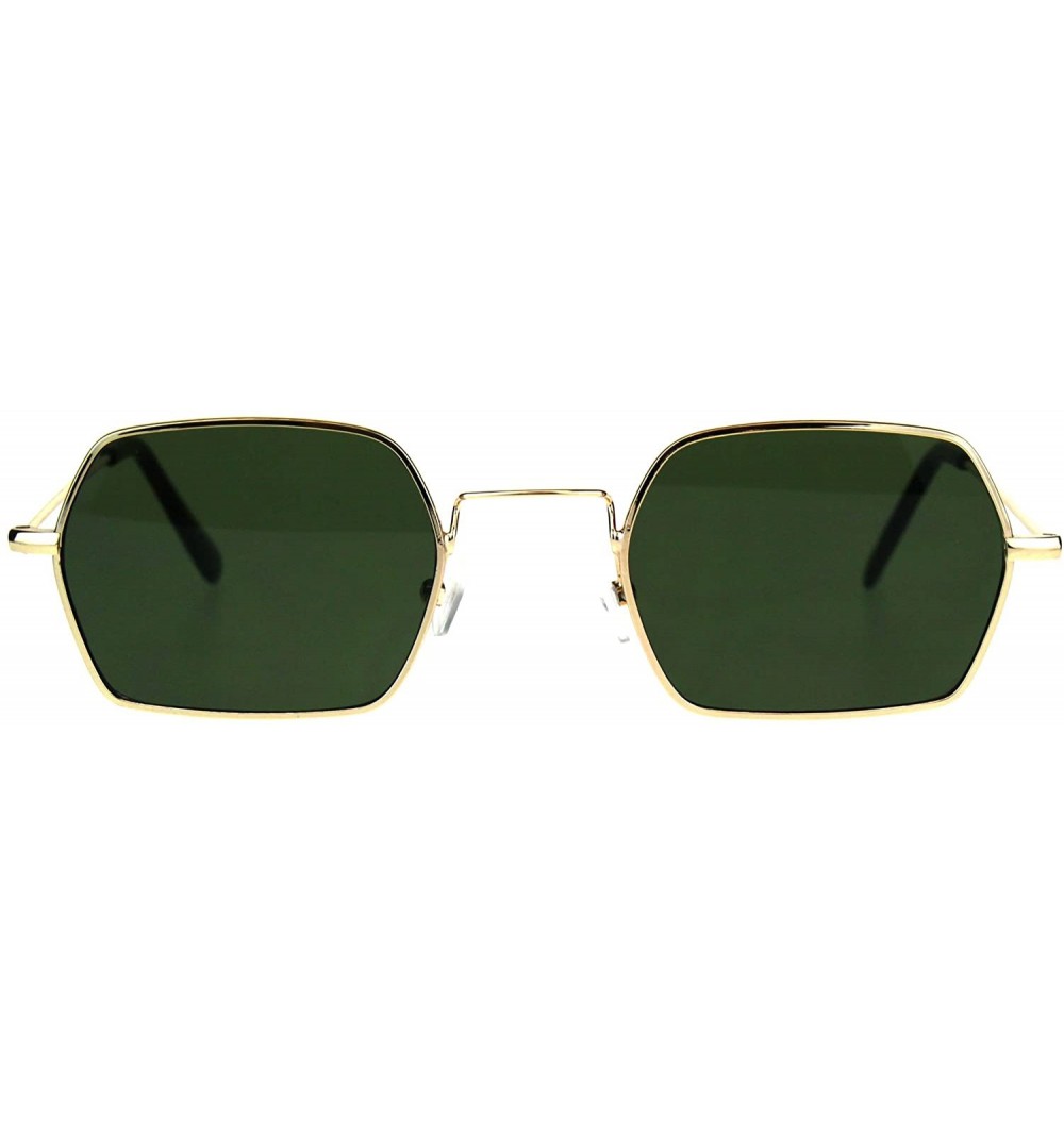 Rectangular Pimp Daddy Hippie Narrow Rectangular Metal Rim Sunglasses - Gold Green - CT189U5204E $11.75