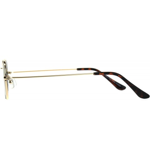 Rectangular Pimp Daddy Hippie Narrow Rectangular Metal Rim Sunglasses - Gold Green - CT189U5204E $11.75