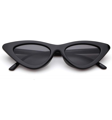 Goggle Retro Vintage Cateye Sunglasses for Women Clout Goggles Plastic Frame Glasses - Polarized Lens Glossy Black Frame - C3...