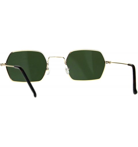 Rectangular Pimp Daddy Hippie Narrow Rectangular Metal Rim Sunglasses - Gold Green - CT189U5204E $11.75