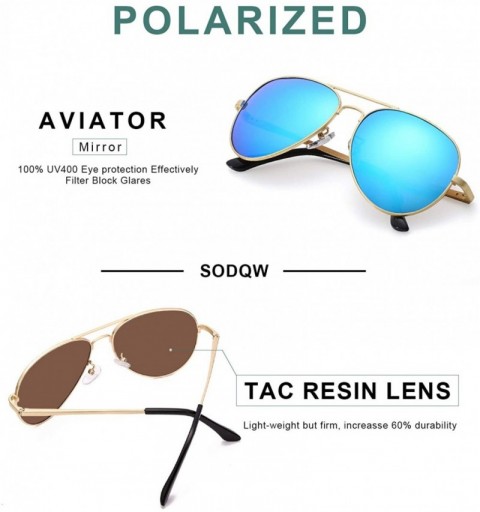 Square Aviator Sunglasses for Women Polarized Mirrored- Large Metal Frame- UV 400 Protection - CW18G9M2ALN $21.78