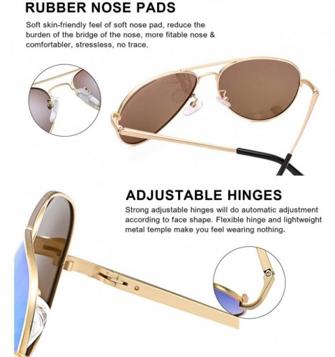 Square Aviator Sunglasses for Women Polarized Mirrored- Large Metal Frame- UV 400 Protection - CW18G9M2ALN $21.78