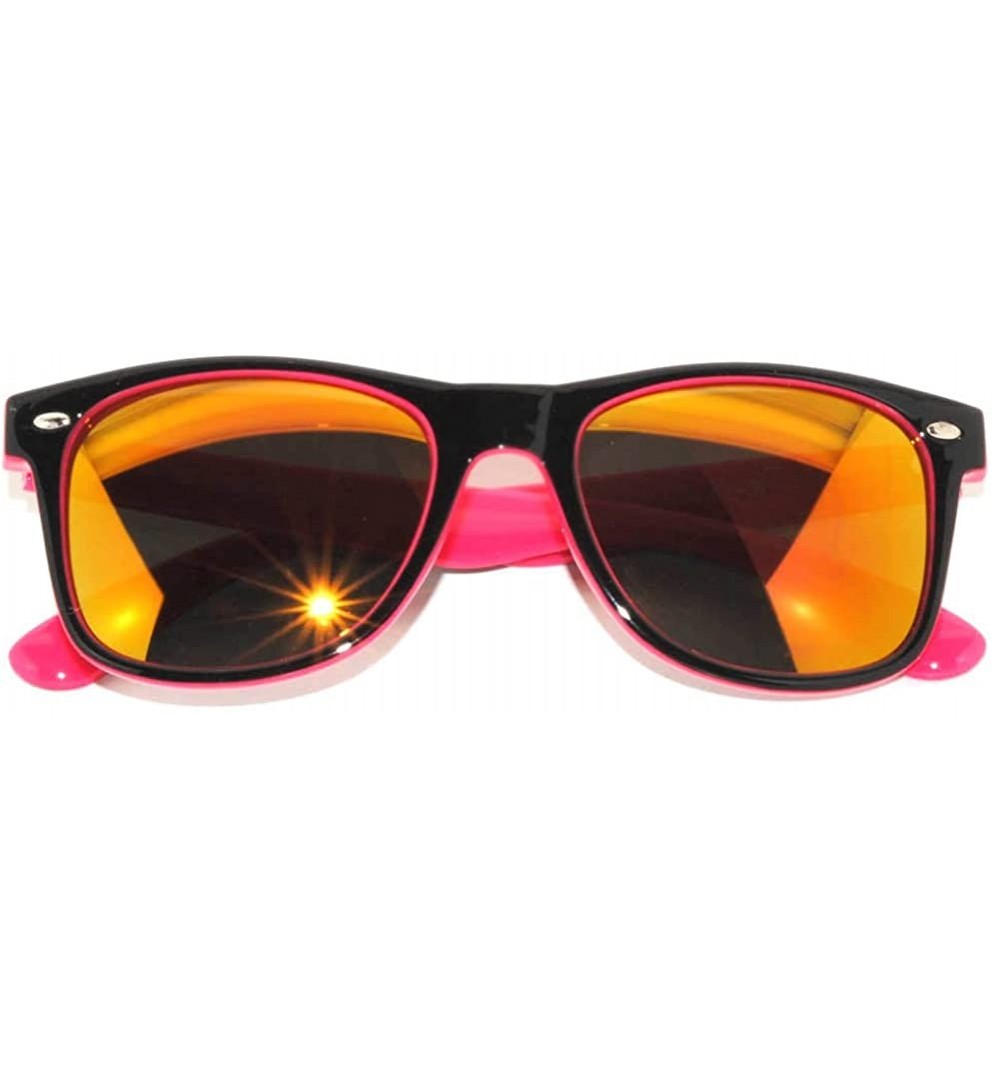 Wayfarer Retro Fashion Black - Pink Vintage 2 Tone Gold Mirror Lens Sunglasses - C011NQSOTDJ $8.23