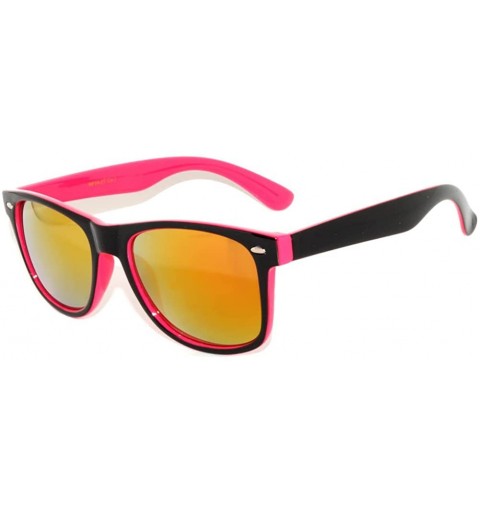 Wayfarer Retro Fashion Black - Pink Vintage 2 Tone Gold Mirror Lens Sunglasses - C011NQSOTDJ $8.23