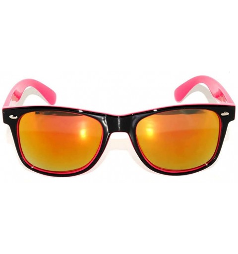 Wayfarer Retro Fashion Black - Pink Vintage 2 Tone Gold Mirror Lens Sunglasses - C011NQSOTDJ $8.23