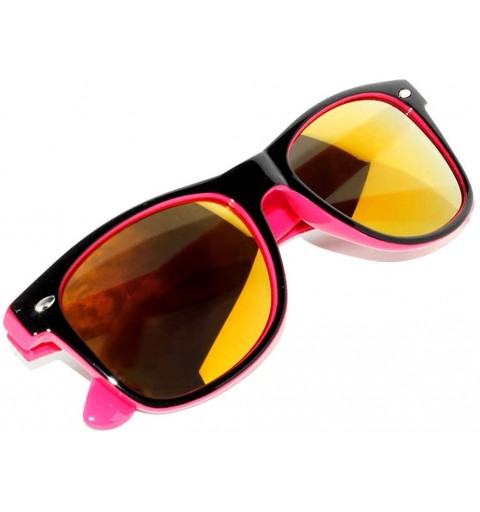 Wayfarer Retro Fashion Black - Pink Vintage 2 Tone Gold Mirror Lens Sunglasses - C011NQSOTDJ $8.23