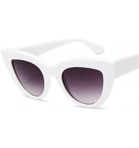 Cat Eye Women Cat Eye Sunglasses Retro Mirror Lens Sun Glasses Ladies Colorful Glasses UV400 - White Gray - CF199O7RL3W $13.26