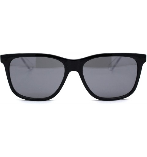 Rectangular Womens Horn Rim Boyfriend Plastic Rectangular Sunglasses - Black Clear Black - CH193N72LT5 $20.44