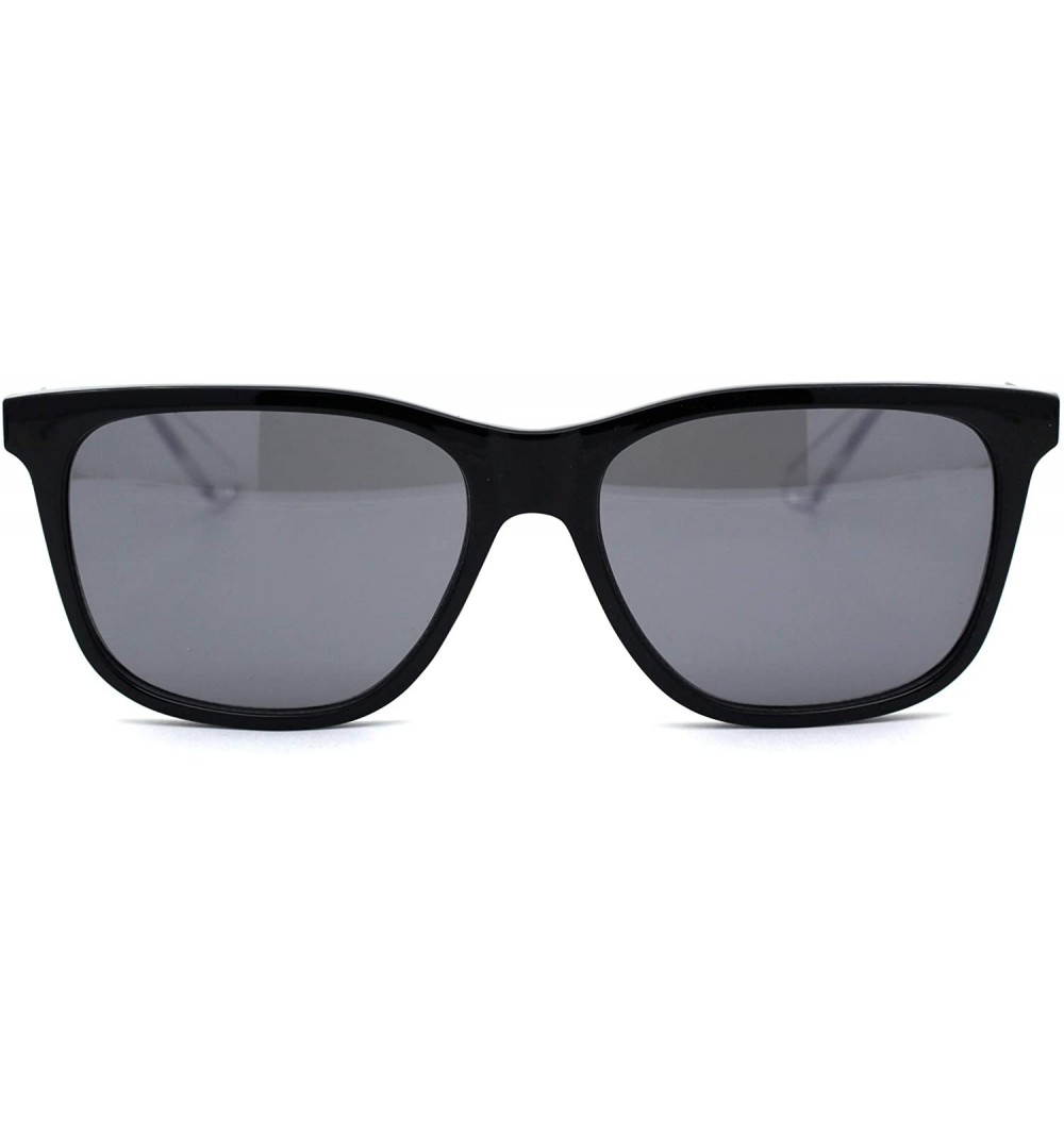 Rectangular Womens Horn Rim Boyfriend Plastic Rectangular Sunglasses - Black Clear Black - CH193N72LT5 $12.03