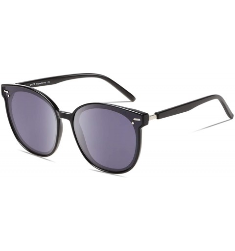 Goggle Fashion Round Vintage Retro Shades Sunglasses for Women W017 - Black Grey - C4196EZOOZC $21.32