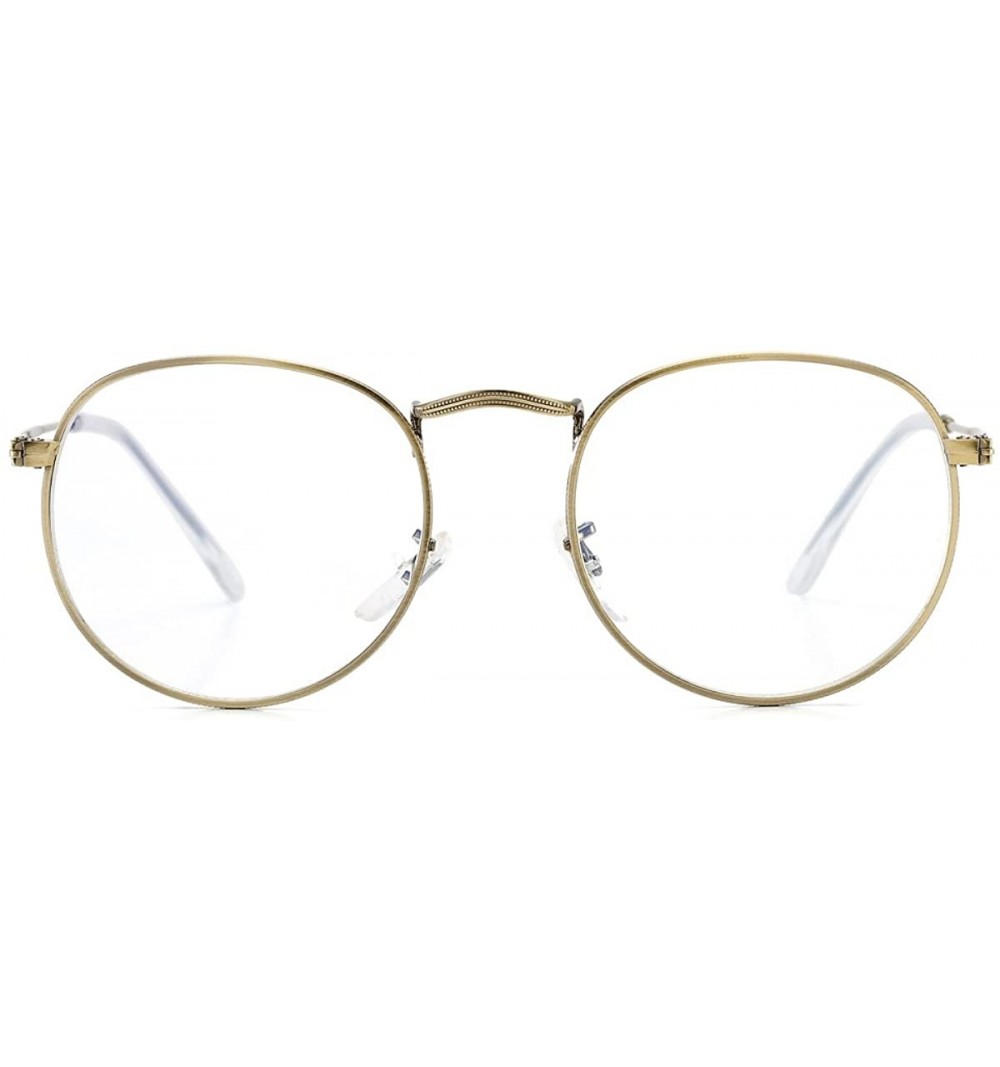 Aviator Round Clear Lens Glasses Circle Metal Frame Non-Prescription Eyeglasses for Men Women - A3 Copper - CR188S4GI2Y $10.28