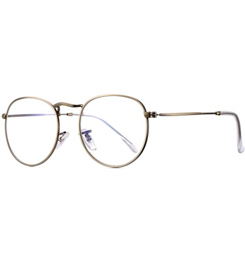Aviator Round Clear Lens Glasses Circle Metal Frame Non-Prescription Eyeglasses for Men Women - A3 Copper - CR188S4GI2Y $10.28