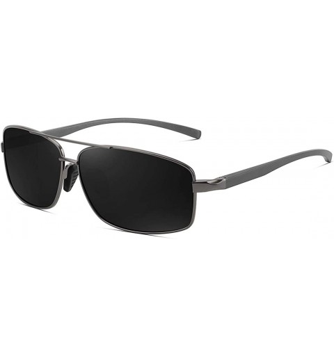 Sport Rectangular Polarized Sunglasses for Men Metal Frame Cool Sun glasses with UV Protection for Driving Golf - CQ18Y9MEN4K...