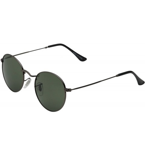 Round Retro Round Sunglasses - Metal Frames - Lightweight - Gunmetal - CR12ITTBIYR $12.03