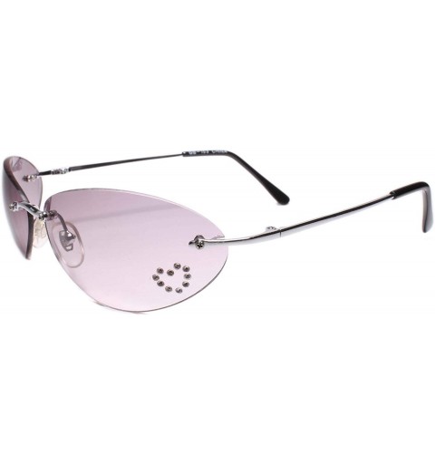 Rimless Classic Vintage Retro Womens Rimless Oval Sunglasses - Gray - C918WDCQNRY $13.16