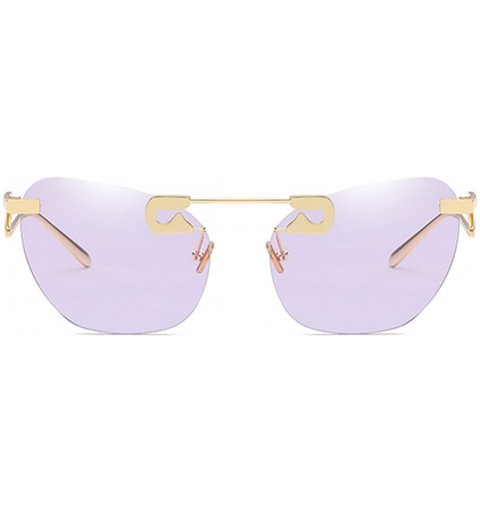Rimless Male Female Fashion Metal Sunglasses Retro Frameless Z-shaped leg - Purple - CG18EX704RM $10.07
