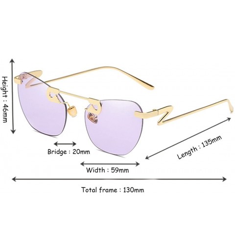 Rimless Male Female Fashion Metal Sunglasses Retro Frameless Z-shaped leg - Purple - CG18EX704RM $10.07
