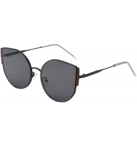 Round Fashion Round Sunglasses for Women Men Cateye Flat Mirrored Lens Oversized Vintage Shades - Red - C718UD9WMMQ $13.52