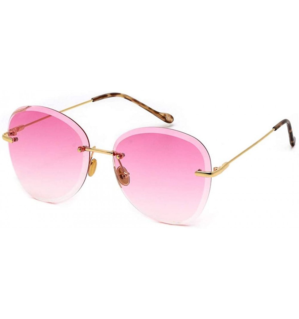 Aviator Frameless big frame trimmed sunglasses - ladies fashion 2019 new - E - C218SCQU66E $43.75