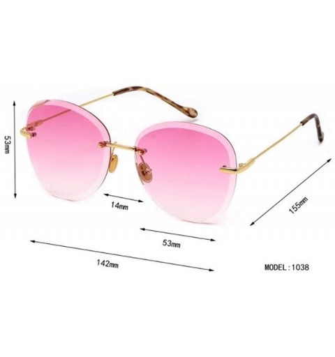 Aviator Frameless big frame trimmed sunglasses - ladies fashion 2019 new - E - C218SCQU66E $43.75