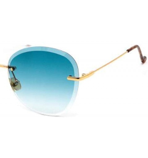 Aviator Frameless big frame trimmed sunglasses - ladies fashion 2019 new - E - C218SCQU66E $43.75