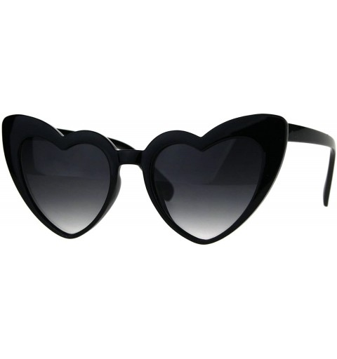 Cat Eye Womens Cat Eye Heart Shape Retro Goth Plastic Sunglasses - Black Smoke - CE180K7OMA8 $7.59