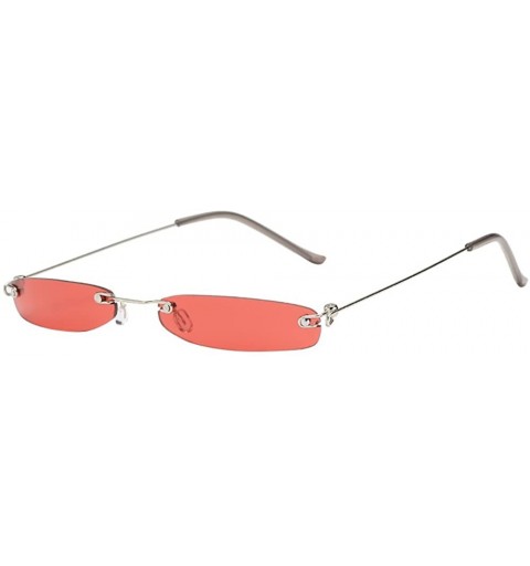 Rimless Lady Vintage Oval Sunglasses Small Metal Frames Designer Gothic Glasses - G - CS18Q3SR7ZK $8.90