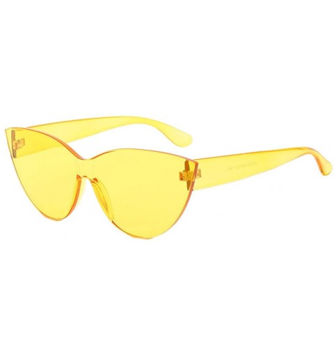 Sport Ladies Vintage Cat Eye Shade Sun Spectacles Integrated Stripe Fashion Sunglasses - Yellow - CD18UM8Y6ES $26.33